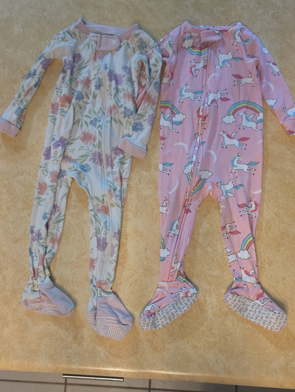 2 Sleeper Footies - Pink Unicorn & Floral Set